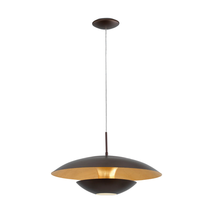 Pendant Ceiling Light Steel Brown Outer & Gold Inner Shade Bulb E27 1x60W Loops