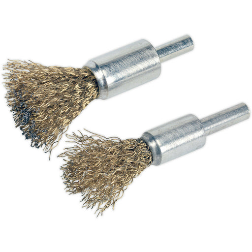 2 PACK Decarbonising Brush Set - Brassed Steel Wire Brushes - Flat and Pointed Loops