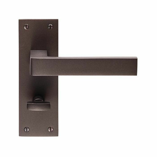 PAIR Straight Square Handle on Bathroom Backplate 150 x 50mm Matt Bronze Loops