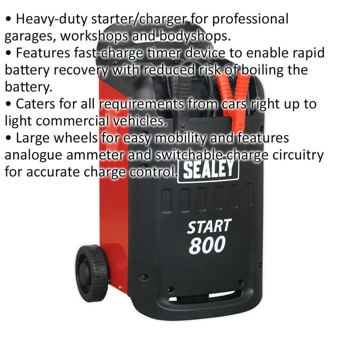 Heavy Duty 12V / 24V Battery Starter & Charger - 20Ah to 1200Ah Batteries - 800A Loops