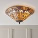 Tiffany Glass Semi Flush Ceiling Light Warm Floral Round Inverted Shade i00034 Loops