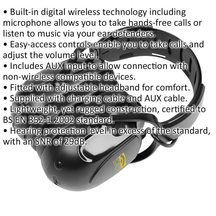 Wireless Electronic Ear Defenders - Built In Microphone - Adjustable Headband Loops