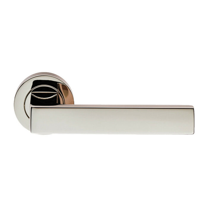 2x PAIR Straight Square Handle on Round Rose Concealed Fix Polished Nickel Loops