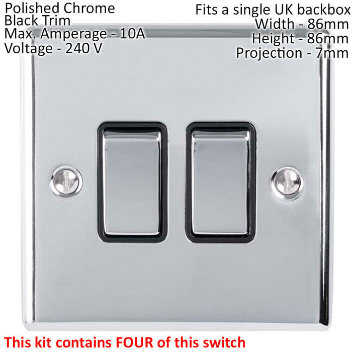 CHROME House Socket & Switch Set -14x Light & 26x Switched UK Power Sockets Loops