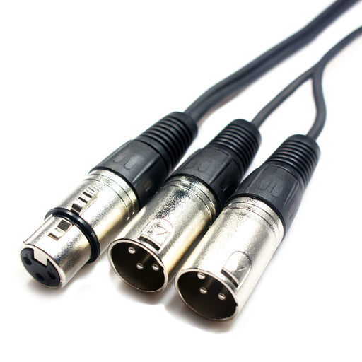 6m 3 Pin XLR Female to 2x Male Y Splitter Cable Audio Microphone Adapter Lead Loops