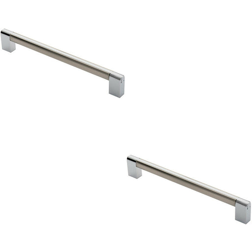 2x Multi Section Straight Pull Handle 224mm Centres Satin Nickel Polished Chrome Loops
