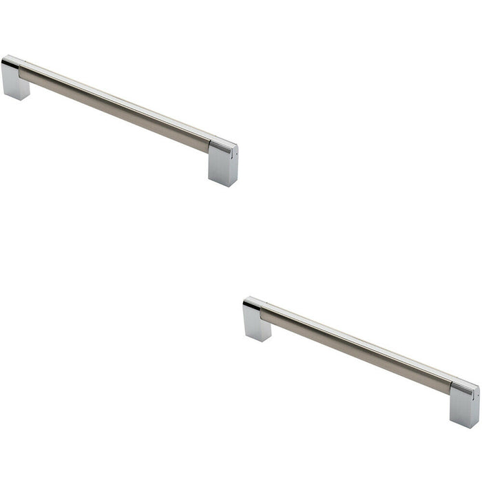 2x Multi Section Straight Pull Handle 224mm Centres Satin Nickel Polished Chrome Loops