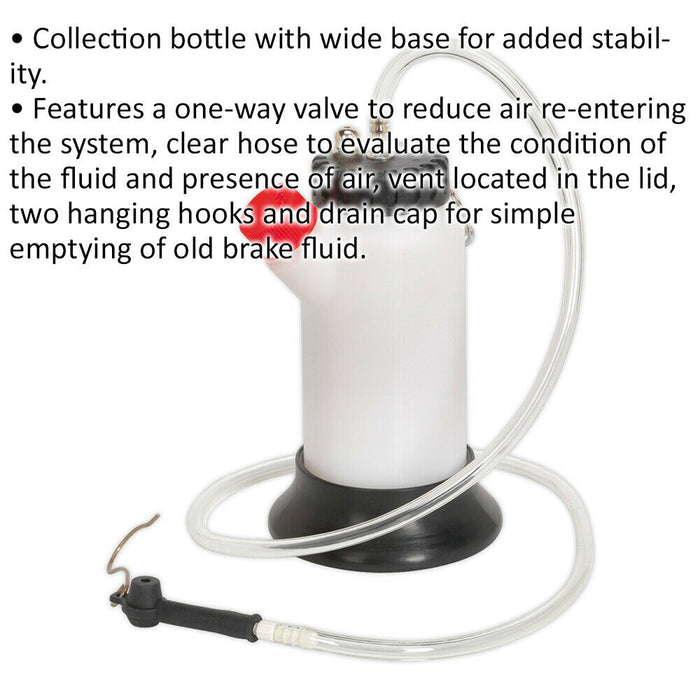500ml Brake Bleeding Bottle - One-Way Valve - Wide Base for Stability - Hooks Loops