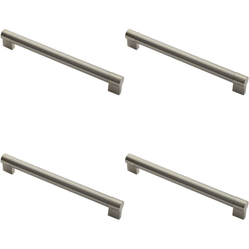 4x Keyhole Bar Pull Handle 280 x 22mm 256mm Fixing Centres Satin Nickel & Steel Loops