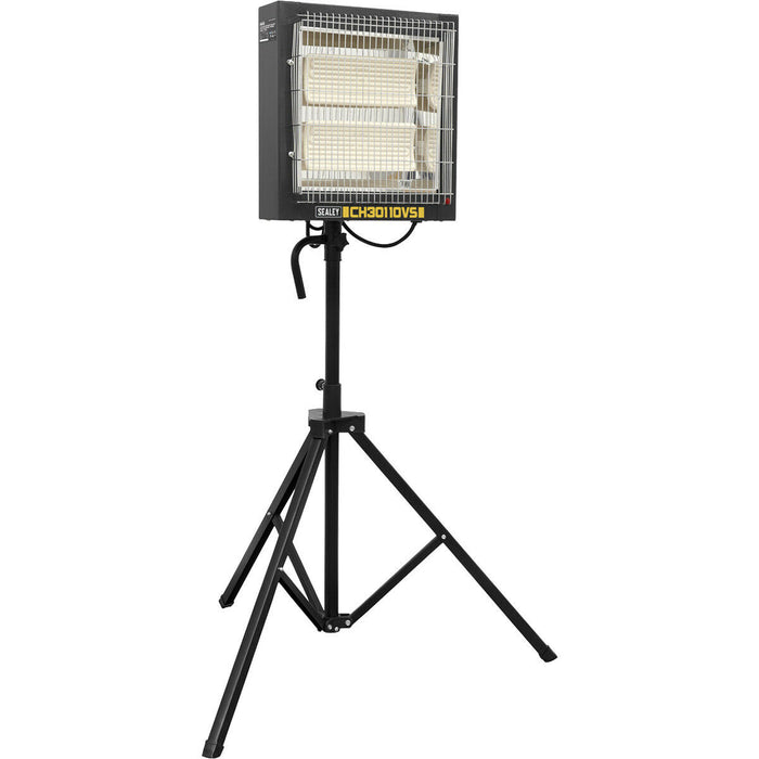 Ceramic Heater with Tripod Stand - 1200 to 2400W - Instant Heat - Remote Control Loops