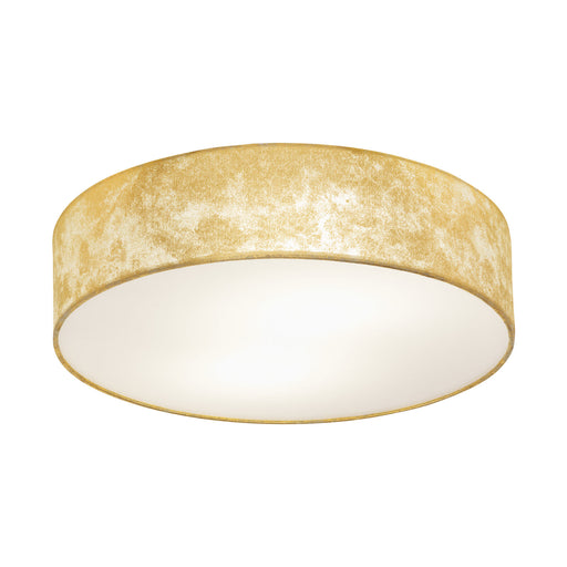 Flush Ceiling Light Colour Champagne Circular Shade Gold Fabric Bulb E27 1x60W Loops