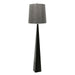 Floor Lamp Tapered Column Dark Grey Faux Silk Shade Black LED E27 100W Bulb Loops