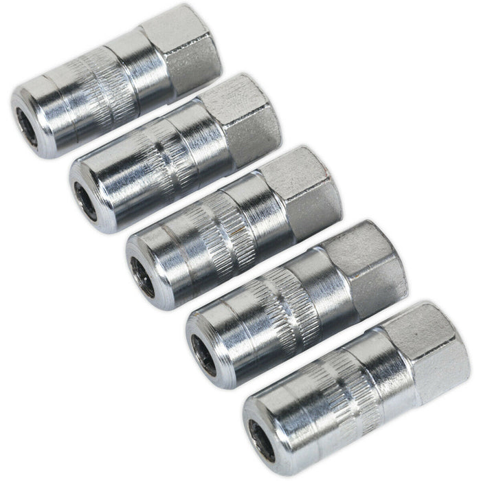 5 pack 4-Jaw Heavy Duty Hydraulic Connector - 1/8" BSP - Grease Gun Coupling Loops