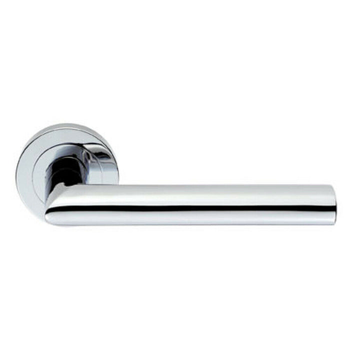 PAIR Straight Mitred Bar Handle on Round Rose Concealed Fix Polished Chrome Loops
