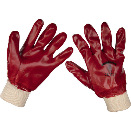 120 PAIRS - LARGE General Purpose PVC Gloves - Knitted Wrists - Waterproof Loops