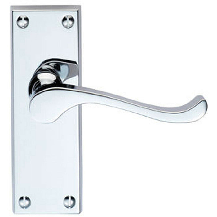 Door Handle & Latch Pack Chrome Victorian Scroll Lever Backplate 120 x 41mm Loops