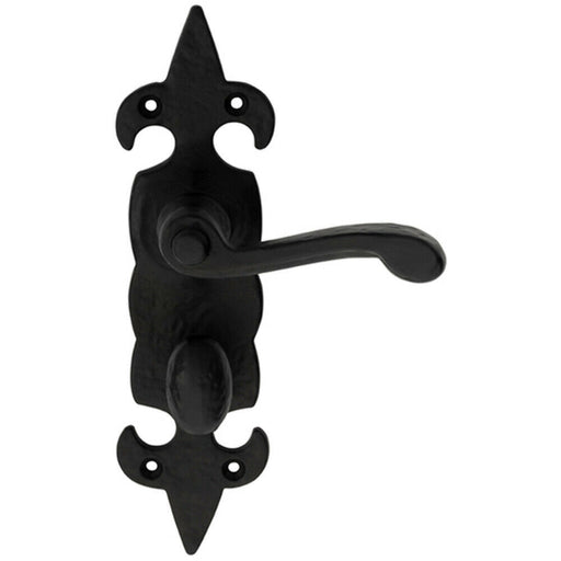 PAIR Forged Scroll Lever Handle on Bathroom Backplate 206 x 57mm Black Antique Loops