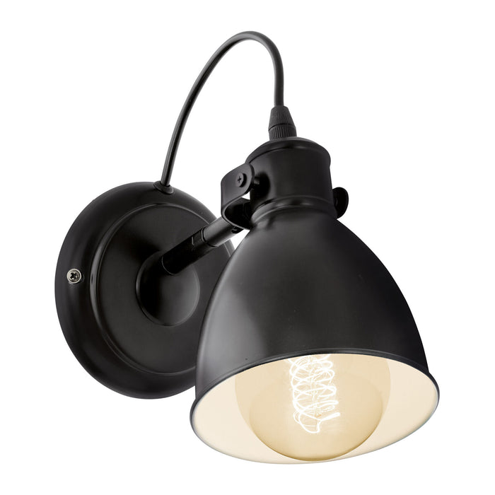Adjustable Wall Light / Sconce Black & White Bowl Shade 1 x 40W E27 Bulb Loops