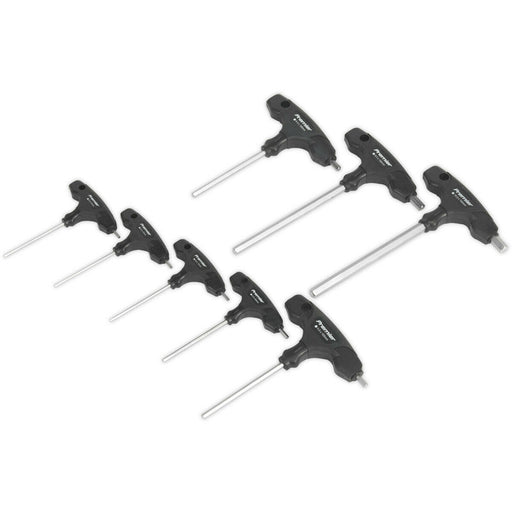8 Piece Metric T-Handle Hex Key Set - 125 to 220mm Length - Long & Short Shafts Loops