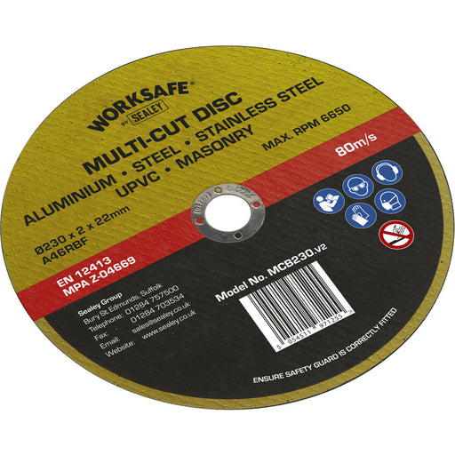 Multipurpose Cutting Disc - 230mm x 2mm - 22mm Bore - Metal Masonry UPVC Disc Loops