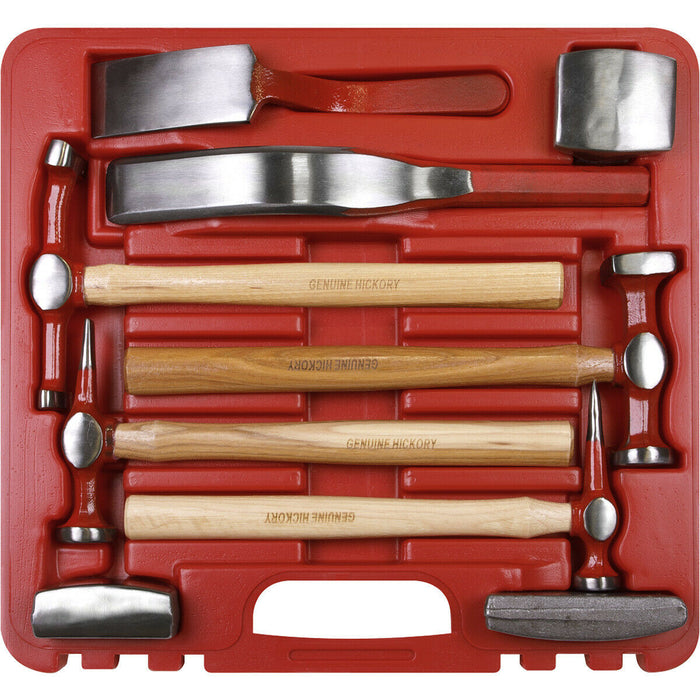 9 Piece Drop Forged Panel Beating Set - Hickory Shafts - Drop Forged Steel Loops