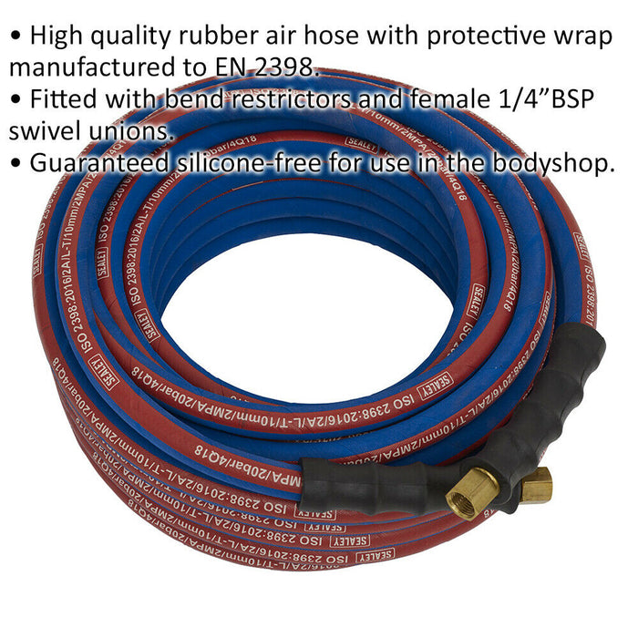 Extra Heavy Duty Air Hose with 1/4 Inch BSP Unions - 15 Metre Length - 10mm Bore Loops