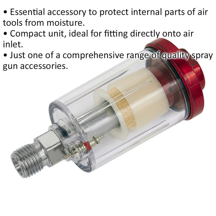 In-Line Spray Gun Airbrush Water Trap & Filter - Compact Hose Moisture Collector Loops