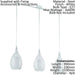 Pendant Light Colour White Steel Shade White Satin Glass Steel Bulb E27 3x60W Loops