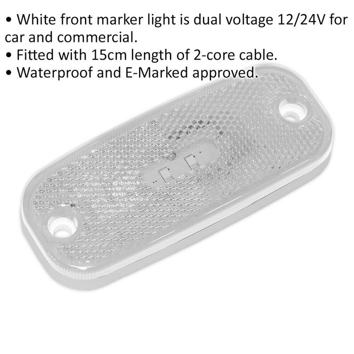 White Front Marker Lamp - Dual Voltage 12V & 24V - Car & Commercial Vehicle Loops