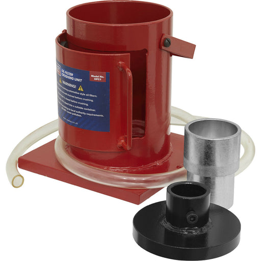 Oil Filter Crushing Unit - Crushes Filters Up To 115mm Diameter - Drainage Hose Loops