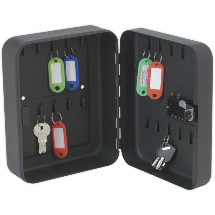 Wall Mounted Locking Mini Key Cabinet Safe - 20 Key Capacity 3 Digit Combination Loops