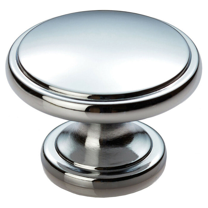 4x Ring Domed Cupboard Door Knob 38.5mm Diameter Polished Chrome Cabinet Handle Loops