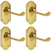 4x PAIR Victorian Scroll Lever on Short Latch Backplate 112 x 48mm Brass Loops