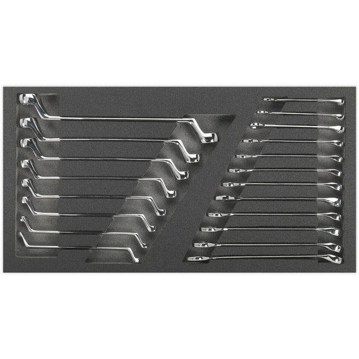 20 Piece Combination & Deep Offset Spanner Set with Tool Tray - Tool Box Storage Loops