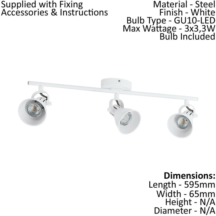 Ceiling Spot Light & 2x Matching Wall Lights Matt White Adjustable Kitchen Lamp Loops