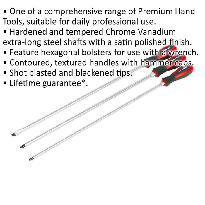 3 PACK Hammer Through Screwdriver Set - 450mm EXTRA LONG Hammer Strike Caps Loops