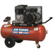 50 Litre Mobile Belt Drive Air Compressor - 3hp Motor - Quick Release Coupling Loops