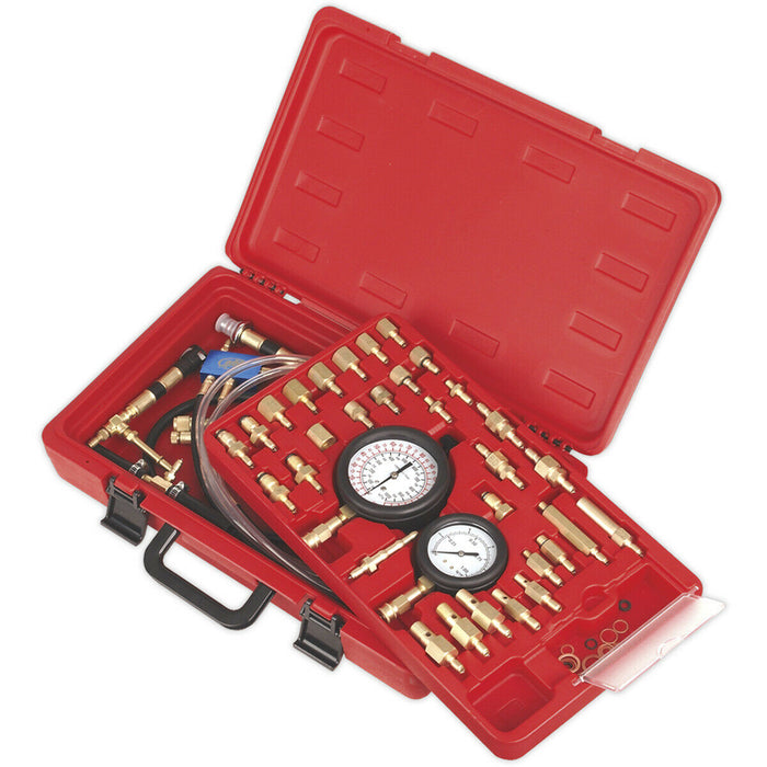 Fuel Injection Pressure Test Kit - High & Low Pressure Gauge - Release Valve Loops