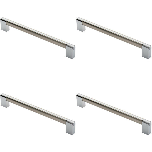 4x Multi Section Straight Pull Handle 224mm Centres Satin Nickel Polished Chrome Loops