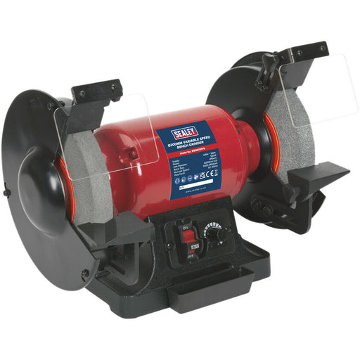 200mm Variable Speed Bench Grinder - 550W Induction Motor - Fine & Coarse Stones Loops