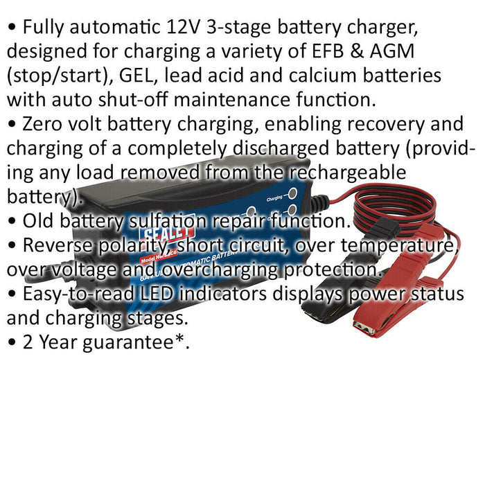 12V 6A Automatic Battery Charger & Maintainer - 40AH to 100Ah Batteries - 230V Loops
