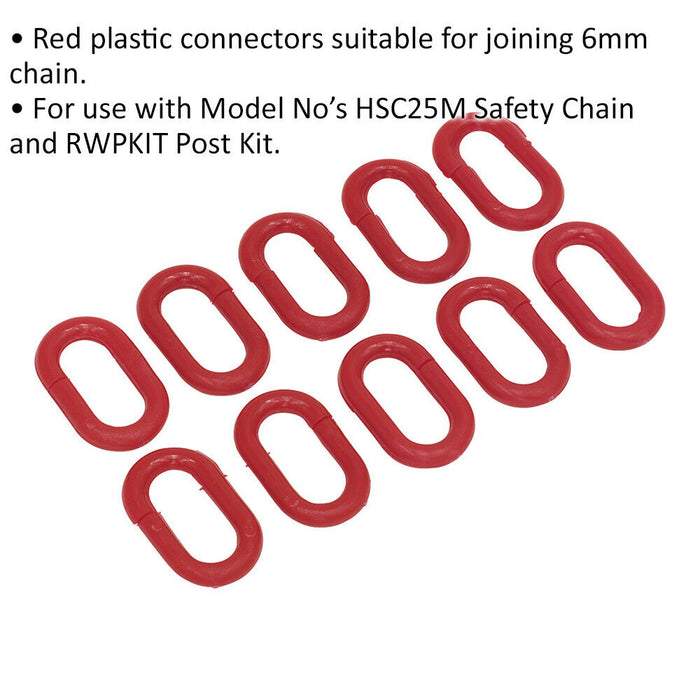 10 PACK Red Plastic Chain Connector - Suitable for ys04690 Plastic Safety Chain Loops