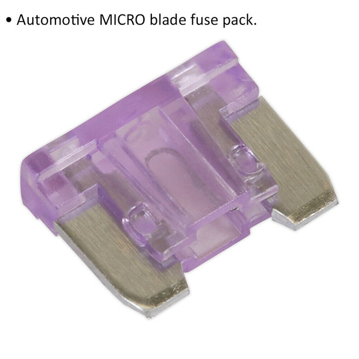 50 PACK 3A Automotive Micro Blade Fuse Pack - 2 Prong Vehicle Circuit Fuses Loops