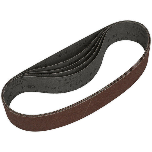 5 PACK - 50mm x 686mm Sanding Belts - 60 Grit Aluminium Oxide Cloth Backed Loop Loops
