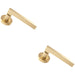 2x PAIR Straight Plinth Mounted Handle on Round Rose Concealed Fix Satin Brass Loops