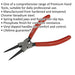 140mm Straight Nose Internal Circlip Pliers - Spring Loaded Jaws - Non-Slip Tips Loops