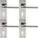 4x PAIR Straight Bar Lever on Slim Euro Lock Backplate 150 x 50mm Nickel Loops