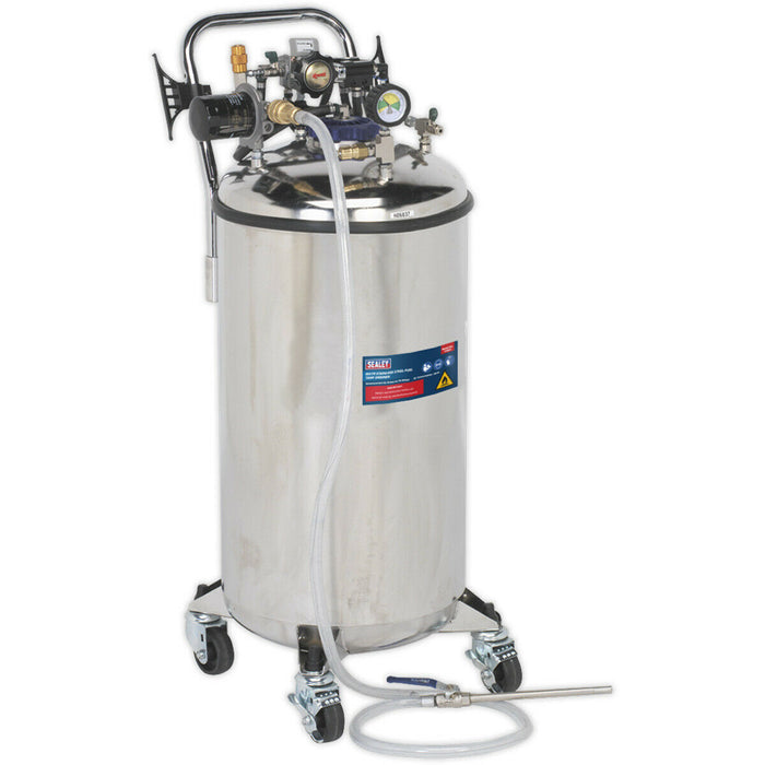 90L Air Operated Fuel Drainer Tank - Venturi Type Suction - Stainless Steel Loops