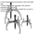 3 Piece Triple Legged Gear Puller - Reversible - Swivel Thrust Plates - Hex Head Loops