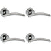 4x PAIR Oval Shape Arched Bar Lever on Round Rose Concealed Fix Polished Chrome Loops